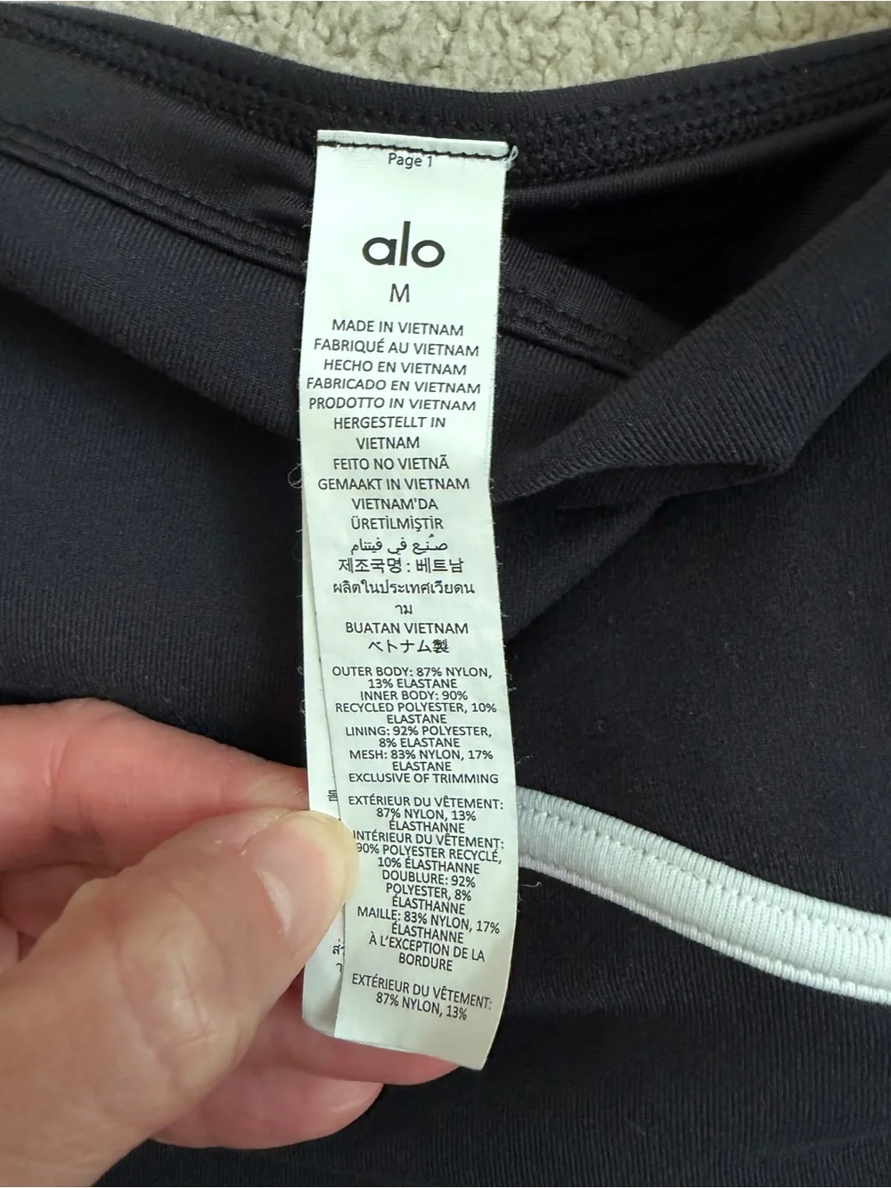 Alo Yoga Airbrush Streamlined Dress Black White Piping Women's Size M EUC